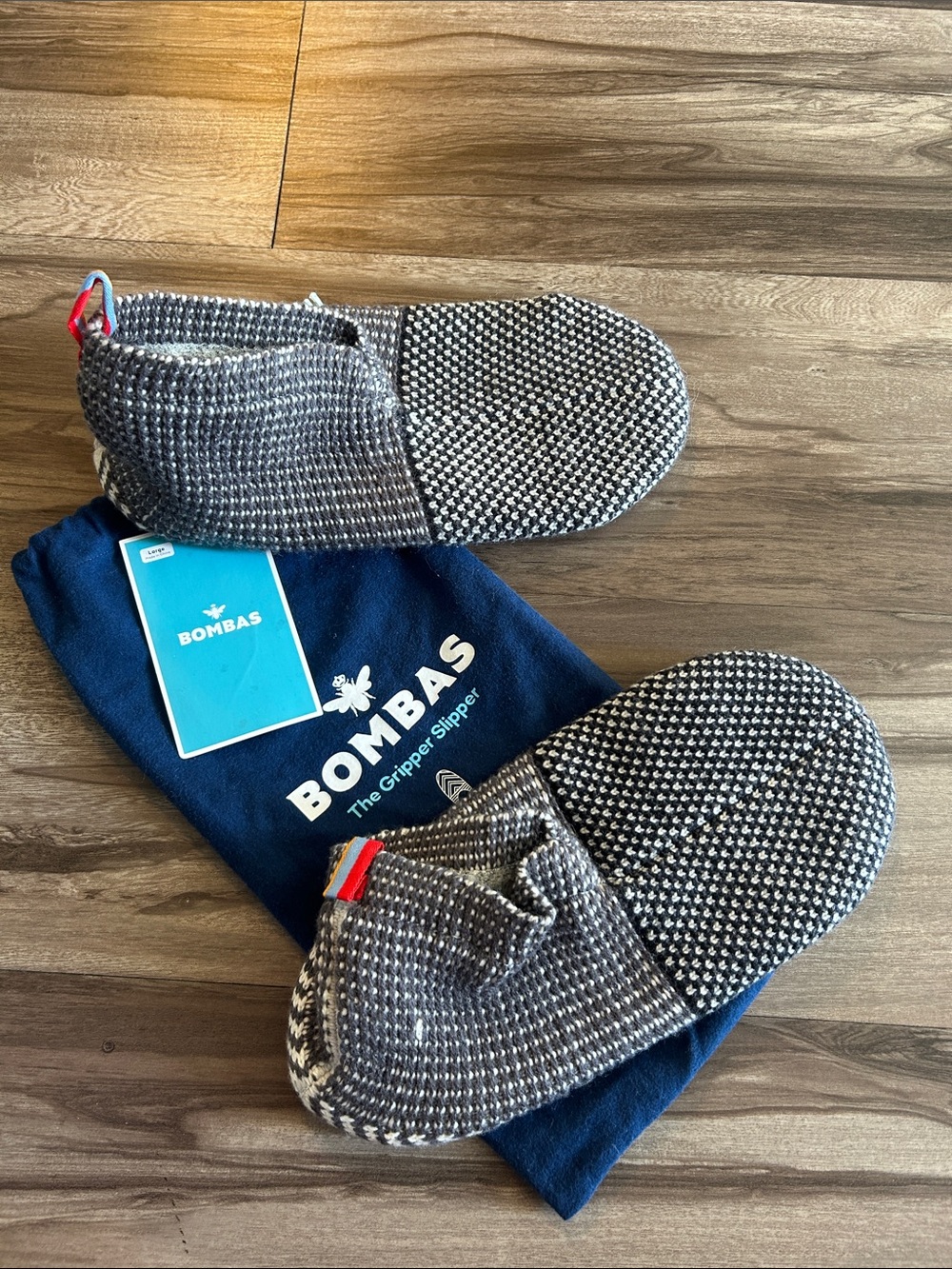Bombas Men's Gripper Slipper Socks in Charcoal and White
